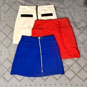 Set of 3 Express Mini Skirts - Red, Blue (NWT), and White